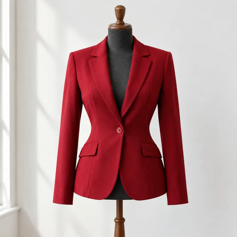Taillierter Blazer Kirsche in Kirschrot auf einer Schneiderbüste