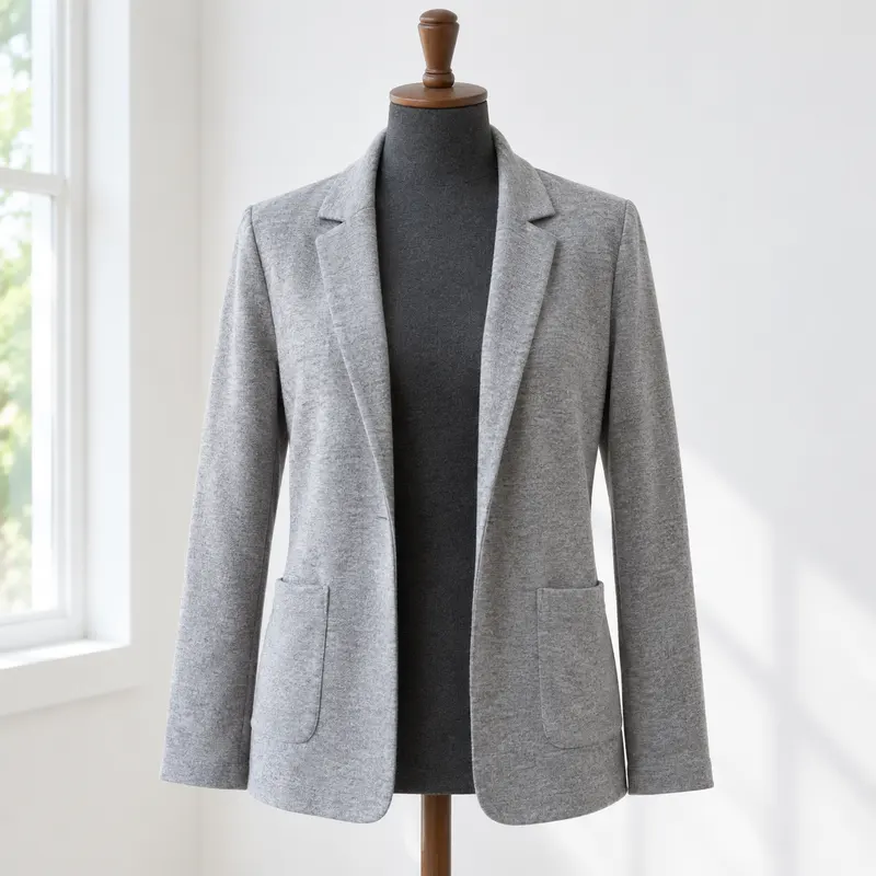 Strickblazer Grau meliert in Grau meliert auf einer Schneiderbüste